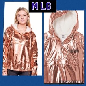 VS PINK SHERPA LINED HOODED ANORAK ROSE GOLD M LG
